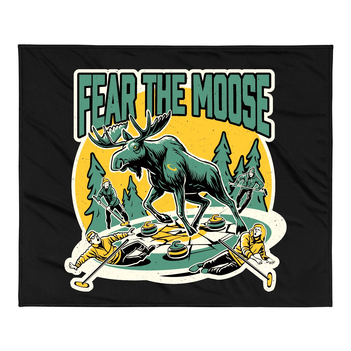 ラグ・カーペット BLESS Holidaylockdown Blanket Fear the Moose! Fleece Blanket | Goldline Curling Gear and Gifts