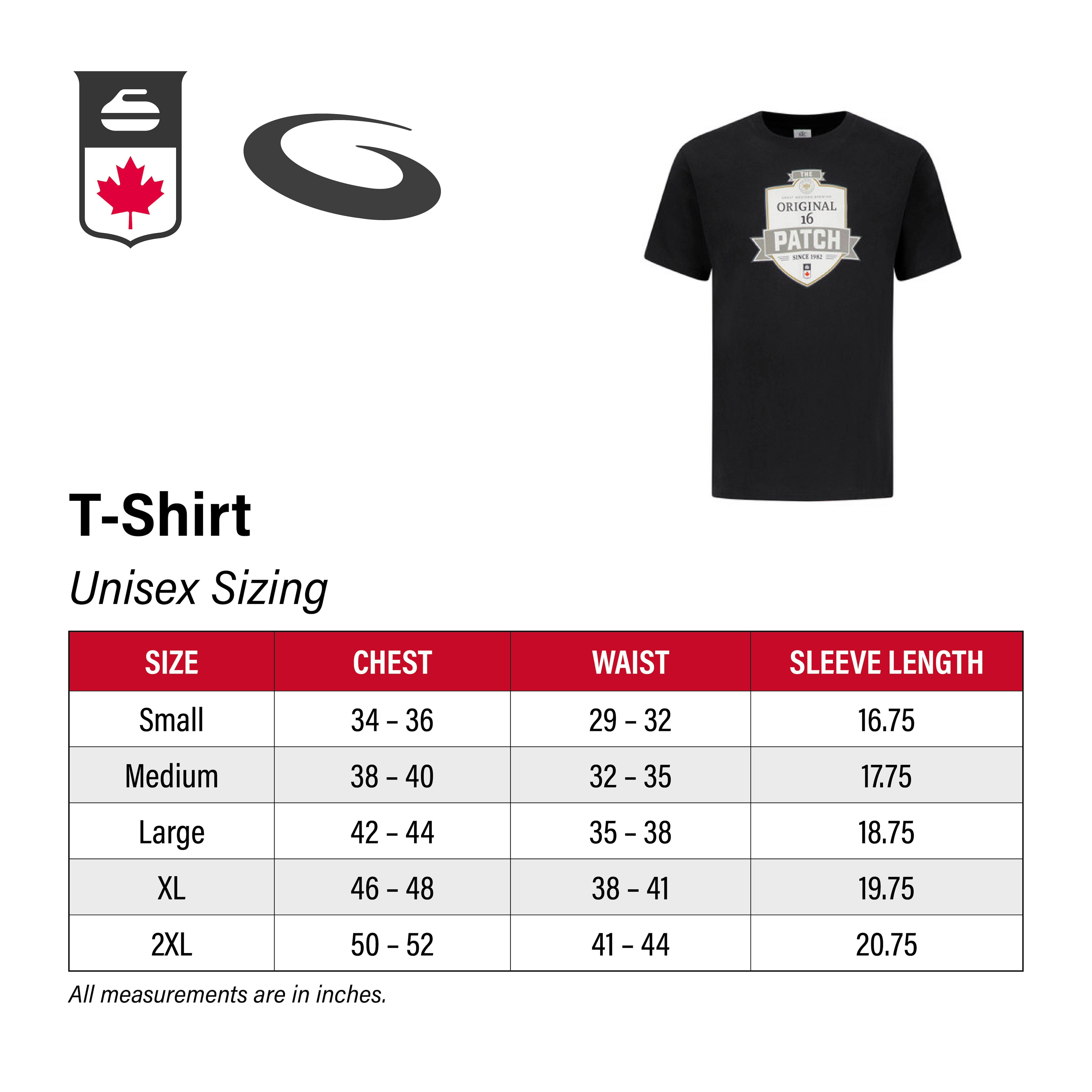 Official Original 16 Patch T-Shirt | Powered by Goldline Curling